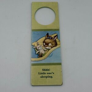 Vtg Highlights Lets Grow Wooden Door Hanger Charles Reasoner Bunny Nursery Decor